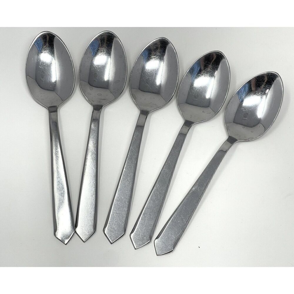 Maper-Inox Stainless Pointed Tip Handle Dinner Place Spoons 8” Set Of 5 MCM